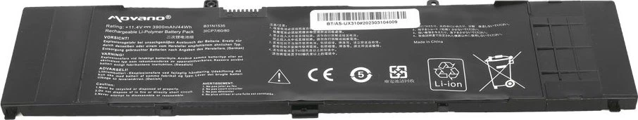 Movano Bateria b31n1535 do asus zenbook ux310ua ux410ua - 3900 mah (44 wh)