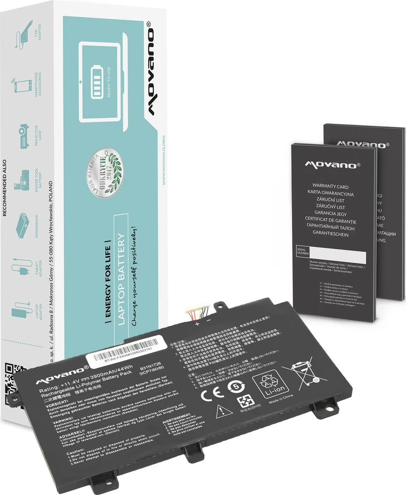 Movano Baterija B31N1726 Asus FX504 FX505 FX80G - 3900 mAh (44 Wh)