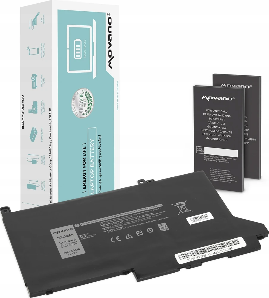 Movano Bateria dj1j0 c27rw do dell latitude 7280 7290 7380 7390 7480 7490 - 11.4v - 3000 mah (34 wh)