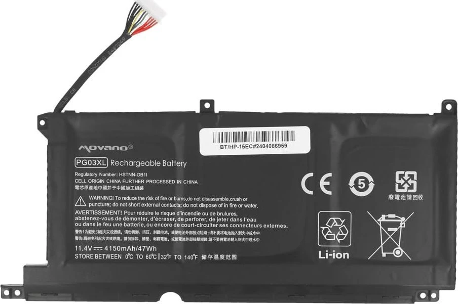 Movano Baterija pg03xl do hp 15-dh 15-ec 15-dk 16-a – 4150 mah (47 wh)