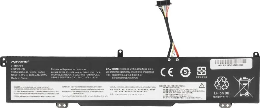 Movano Bateria l18m3pf1 do lenovo ideapad l340-15irh l340-17irh - 4600 mah (53 wh)