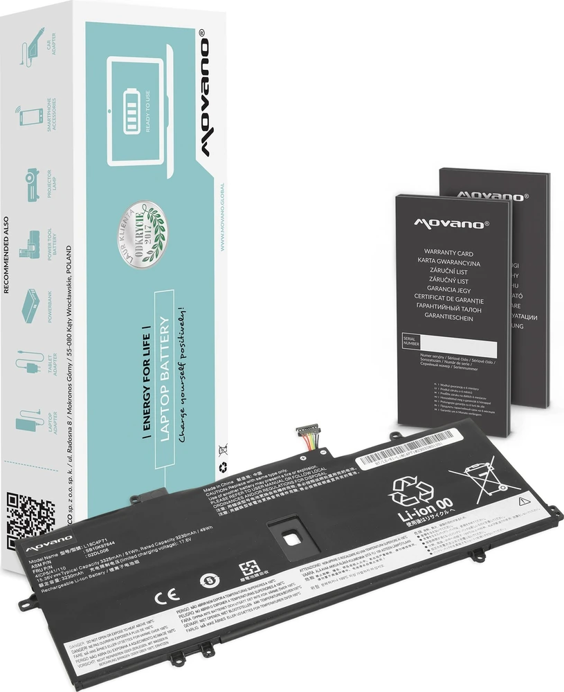 Movano „Lenovo ThinkPad X1 Yoga 4, 5, 7, 8“ baterija – 3325 mAh (51 Wh)