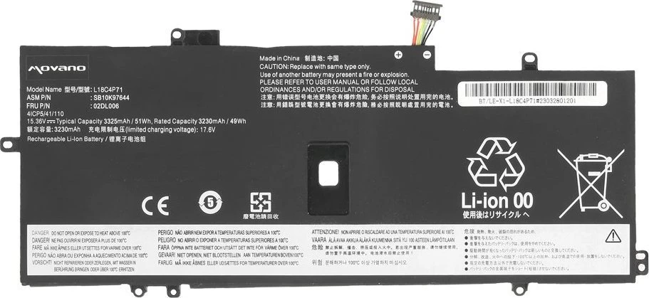 Movano „Lenovo ThinkPad X1 Yoga 4, 5, 7, 8“ baterija – 3325 mAh (51 Wh)