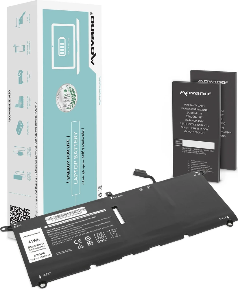 Movano „Dell XPS 13 9370 9380“ dxgh8 g8vcf baterija - 5500 mAh (41 Wh)