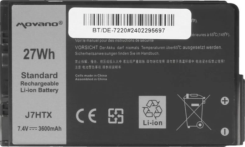 Movano „Dell Latitude 12 Rugged 7202 7212 7220“ planšetinio kompiuterio „j7htx“ baterija – 3600 mAh (27 Wh)