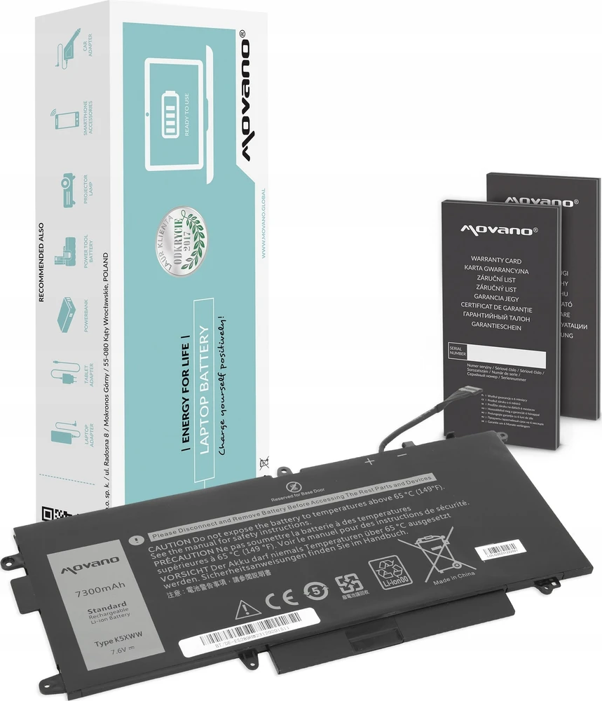 Movano Baterija k5xww, skirta Dell Latitude 5289, 7390 2-in-1 - 7300 mAh (55 Wh)