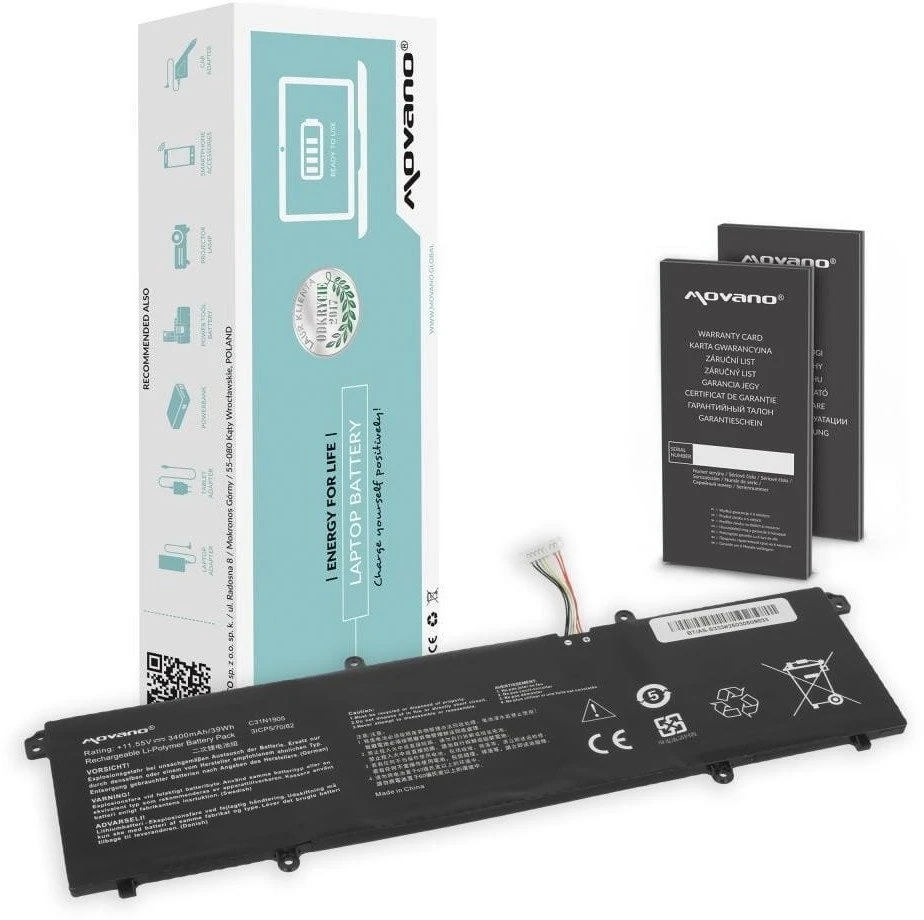 Movano „Asus vivobook s14 m433 s433 s433fl s15 s533 s533eq“ baterija c31n1905 – 3400 mAh (39 Wh)