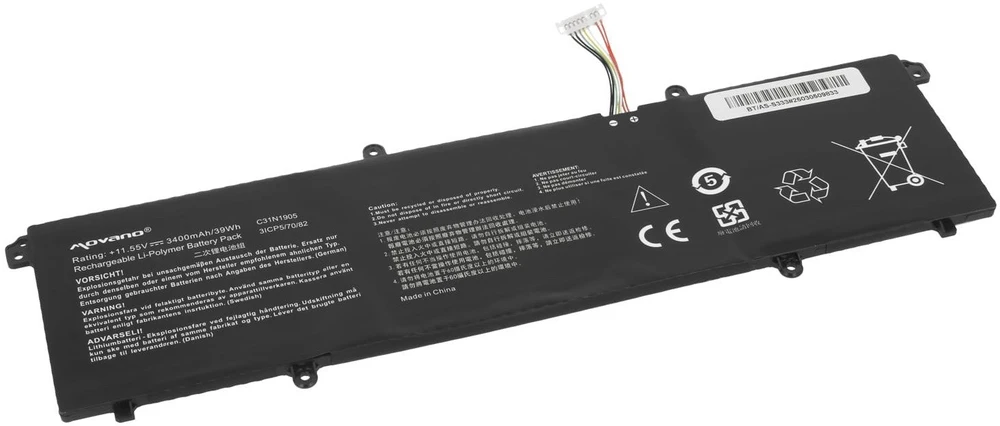 Movano „Asus vivobook s14 m433 s433 s433fl s15 s533 s533eq“ baterija c31n1905 – 3400 mAh (39 Wh)
