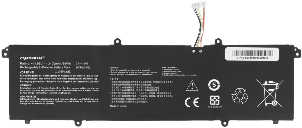 Movano „Asus vivobook s14 m433 s433 s433fl s15 s533 s533eq“ baterija c31n1905 – 3400 mAh (39 Wh)