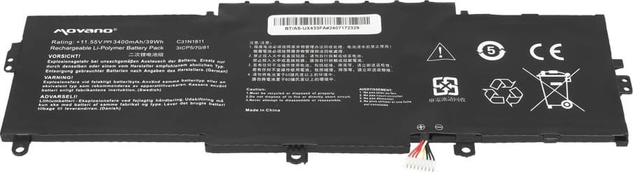 Movano „Asus Zenbook 14 UX433 UX433f UX433fa UX433fn UX433fl“ baterija C31N1811 – 3400 mAh (39 WH)
