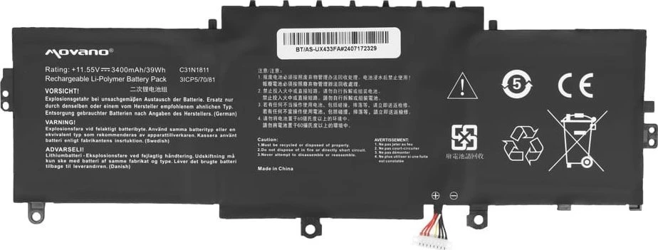 Movano „Asus Zenbook 14 UX433 UX433f UX433fa UX433fn UX433fl“ baterija C31N1811 – 3400 mAh (39 WH)