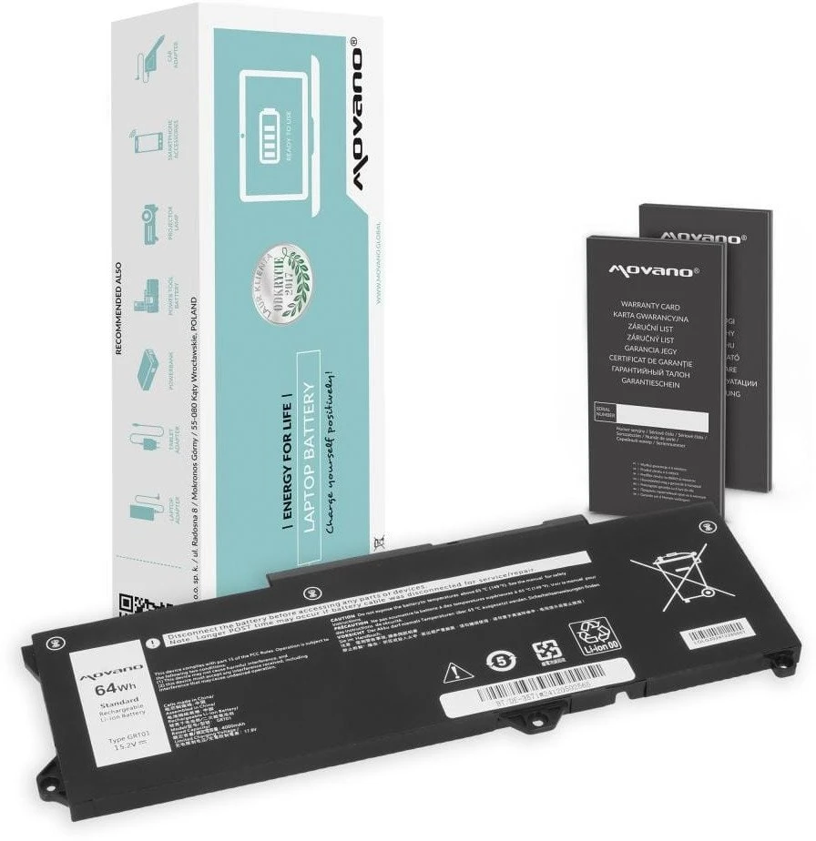 Movano Bateria grt01 do dell latitude 5421 5521 5531 precision 3470 3561 3571 3581 - 3950 mah (61 wh)