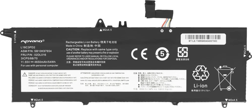 Movano „Lenovo ThinkPad T490s T495s T14s“ baterija L18C3PD2 - 4650 mAh (54 WH)