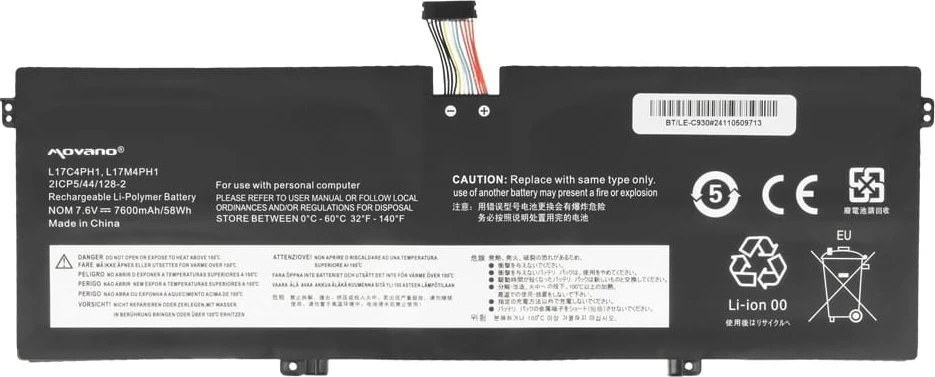 Movano Bateria l17c4ph1 do lenovo yoga c930-13ikb - 7600 mah (58 wh)