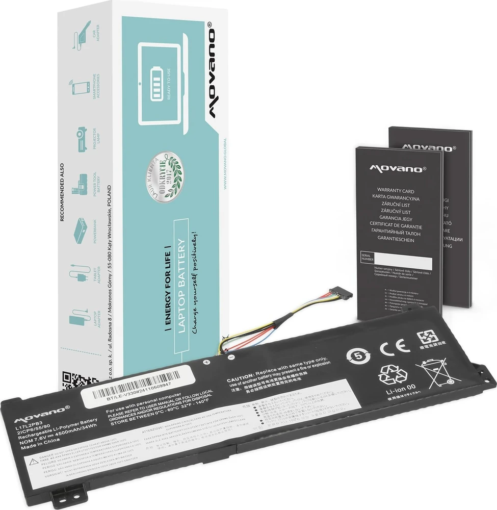 Movano Bateria l17l2pb3 do lenovo v130-15igm v330-15ikb v530-14ikb v530-15ikb - 4750 mah (37 wh)