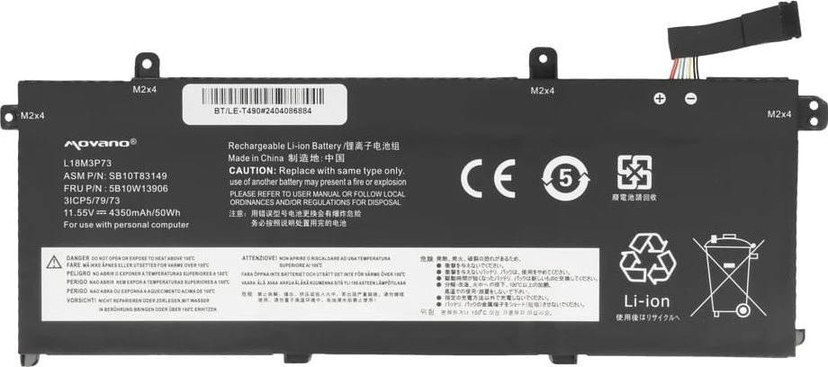 Movano „Lenovo ThinkPad T490 T495 P43S P14S“ baterija L18M3P73 - 4350 mAh (50 WH)