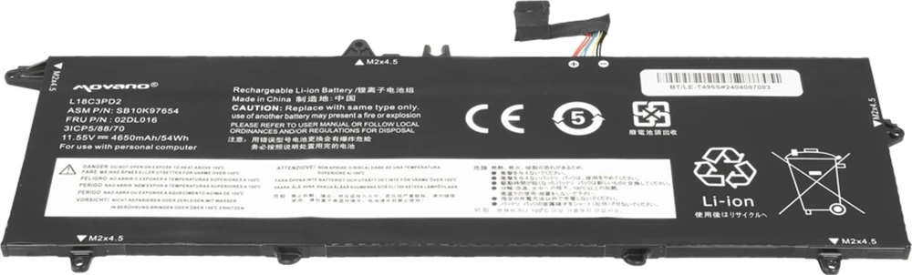 Movano „Lenovo ThinkPad T490s T495s T14s“ baterija L18C3PD2 - 4650 mAh (54 WH)