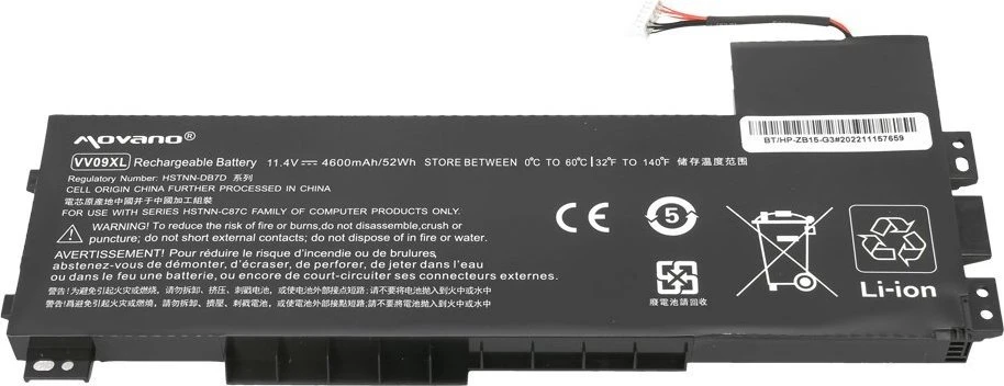 Movano Bateria vv09xl 808452-001 do hp zbook 15 g3 15 g4 - 4600 mah (52 wh)
