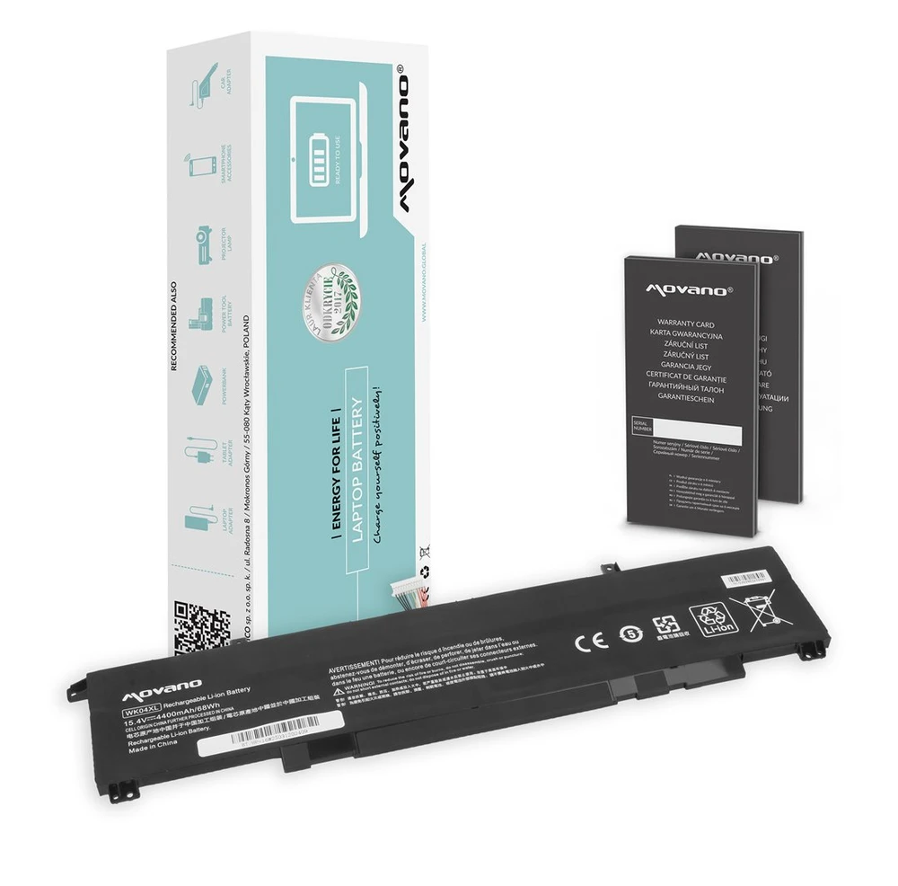 Movano „HP Victus 16-d 16-e 16-r 16-s 15-fa 15-fb omen 16-b 16-c“ nešiojamojo kompiuterio baterija wk04xl – 4400 mAh (68 WH)