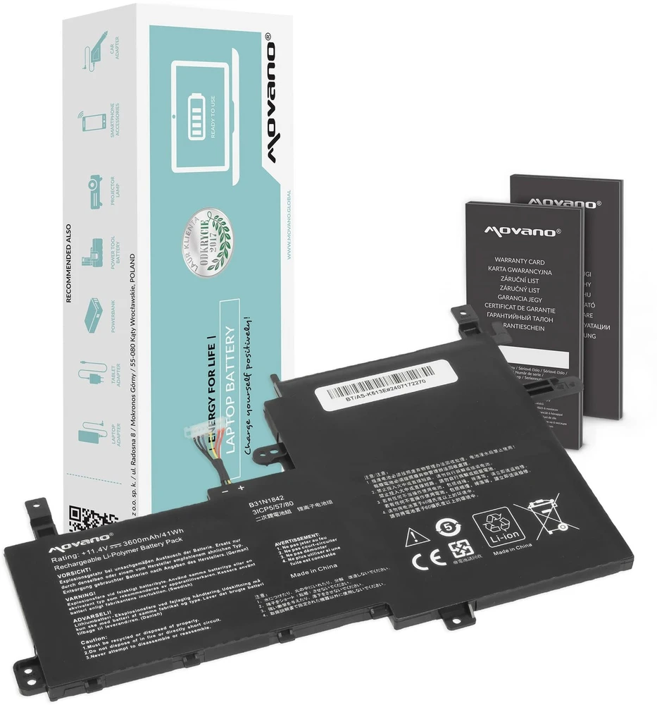 Movano „Asus vivobook k513e m513i s513e v531fa x531f“ b31n1842 baterija - 3600 mAh (41 Wh)