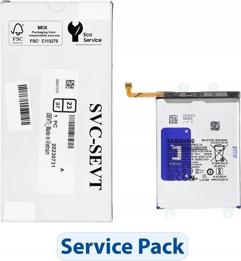 „ServicePack Bateria EB-BA156ABY“ arba „SAMSUNG A15 A155F / A156B GH82-33639A“