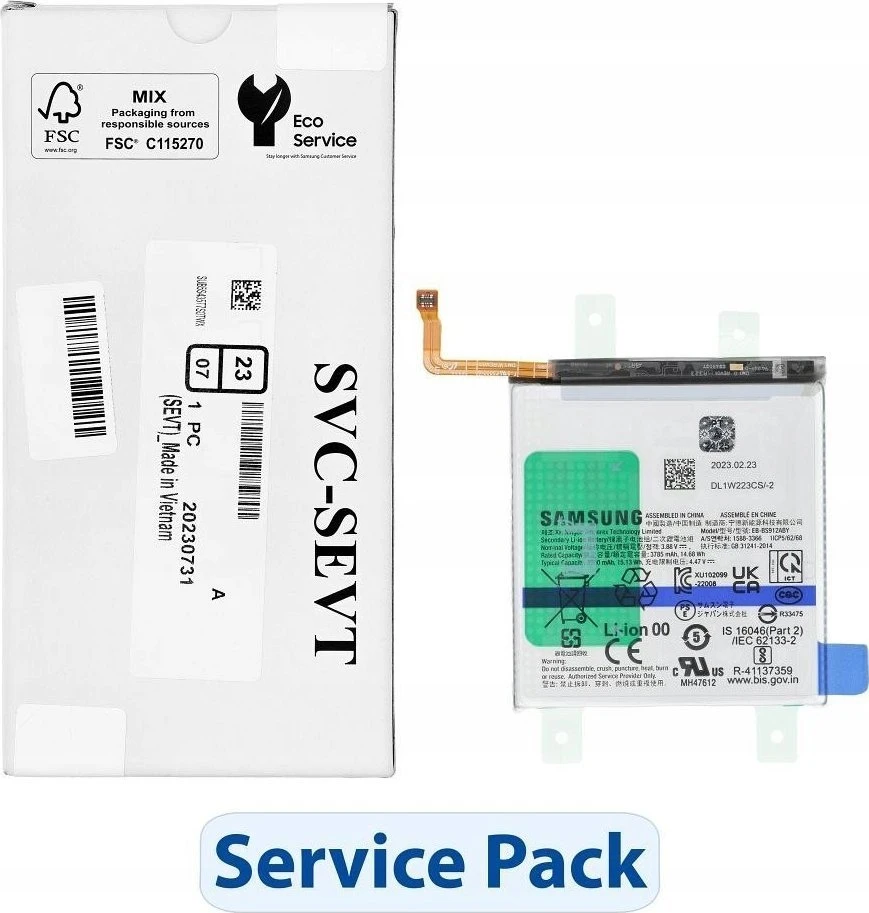„ServicePack Bateria EB-BS912ABY“ arba „Samsung S23 S911B GH82-30483A“