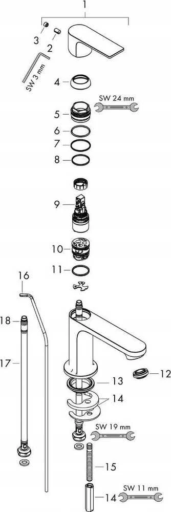 Praustuvo maišytuvas Hansgrohe Rebris S 72517000, chromo