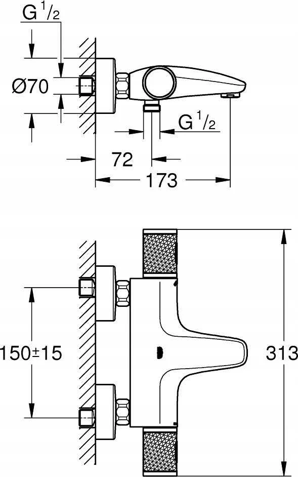 Grohe Grohtherm 1000 Performance termostatinis vonios maišytuvas