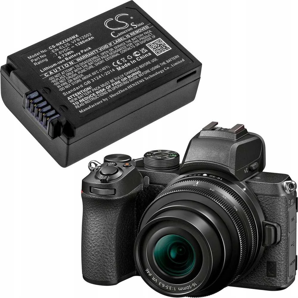 Cameron Sino Įkraunamo akumuliatoriaus tipas: En-el25, Enel25 Do, Nikon Z50 / Z50 Zfc / Z30 / Z Fc