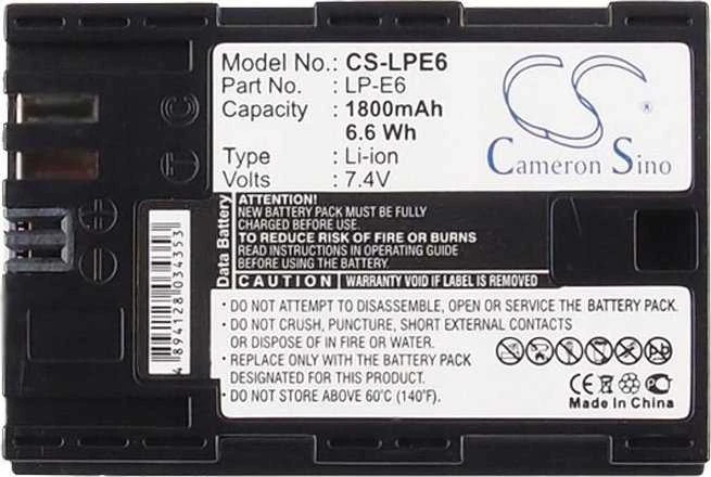 Baterija Cameron Sino Baterijos tipas Lp- e6 / Lp- e6n / Lpe6 Do Canon / Cs- lpe6