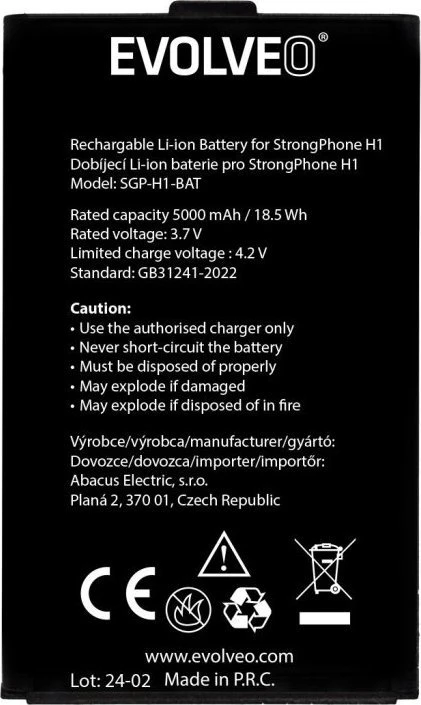 Originali EVOLVEO 5000 mAh baterija skirta StrongPhone H1