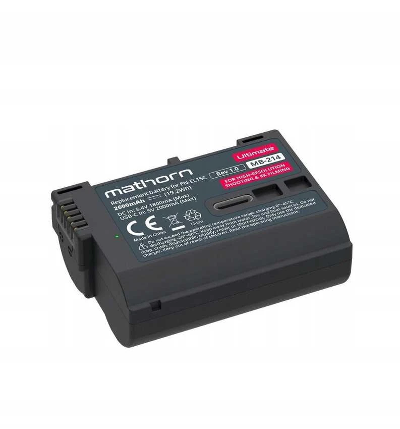 Mathorn baterija MB-214 Ultimate 2600mAh USB-C, pakaitalas EN-EL15C
