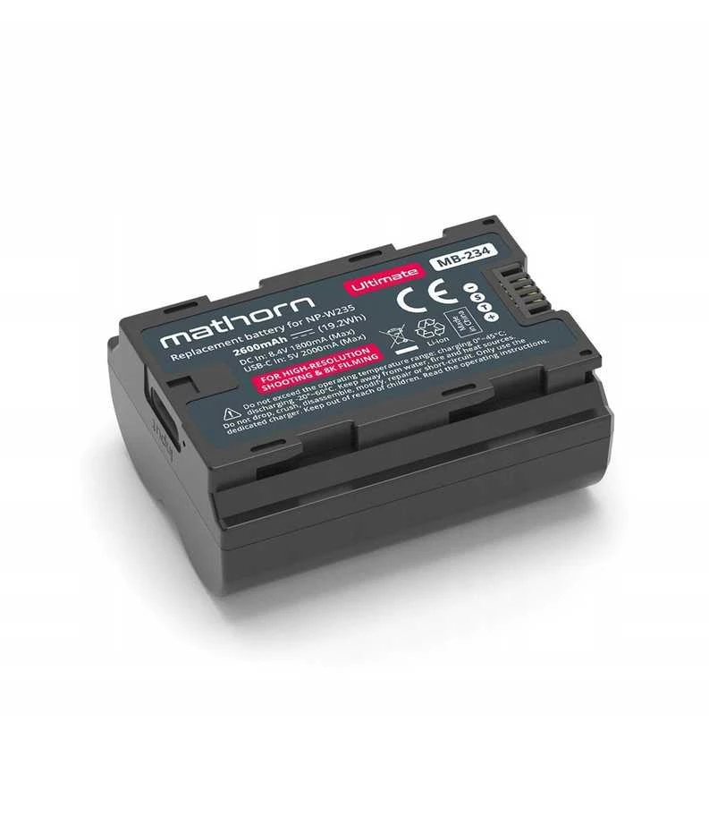 Mathorn MB-234 Ultimate 2600mAh USB-C baterija, NP-W235 pakaitalas