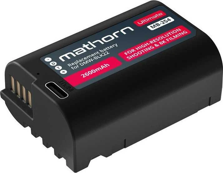 Mathorn Baterija Mathorn MB-254 Ultimate 2600mAh USB-C pakaitinis DMW-BLK22 (Naujiena!)