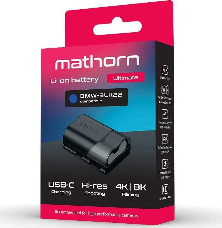 Mathorn Baterija Mathorn MB-254 Ultimate 2600mAh USB-C pakaitinis DMW-BLK22 (Naujiena!)