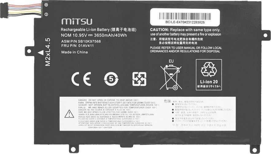 Baterija Mitsu Baterija 01AV411, skirta „Lenovo ThinkPad E470 E475“
