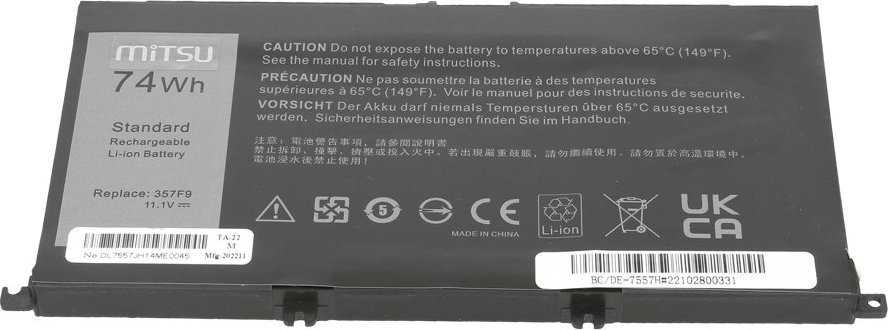 Mitsu Bateria Dell Inspiron 357F9 5577 7557 6600mAh