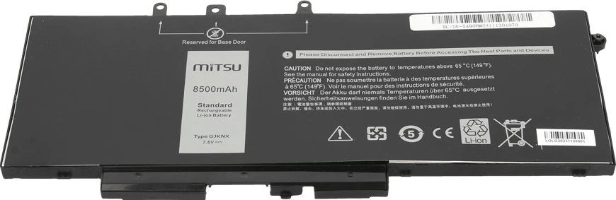„Mitsu“ akumuliatorius GJKNX, skirtas „Dell Latitude“ 5280 5480 5490 5590 8500 mAh 8500 mAh (64,6 Wh) 7,6 V (7,4 V)