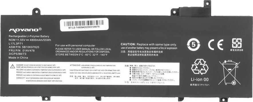 Baterija Movano Baterija L17L3P71 01AV478 iš „Lenovo Thinkpad T480s“