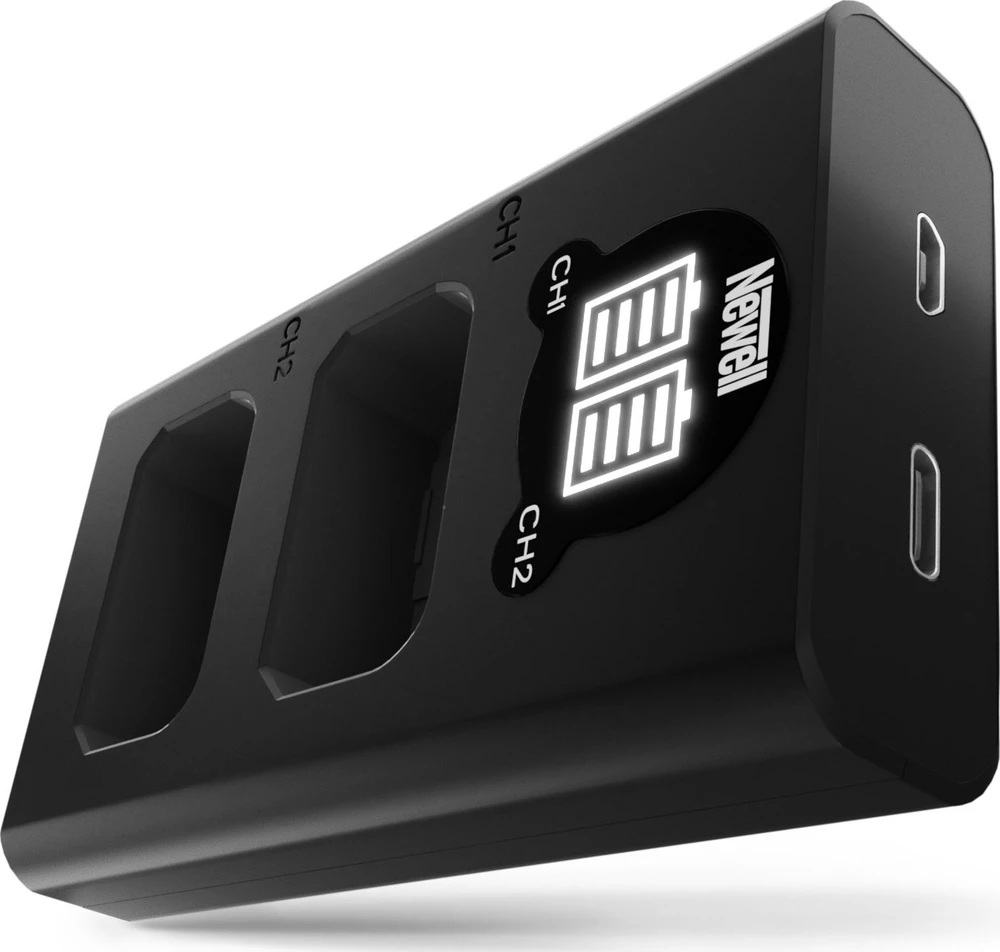 Dviejų kanalų įkroviklio rinkinys ir dvi NP-FW50 baterijos Newell DL-USB-C, skirtos Sony