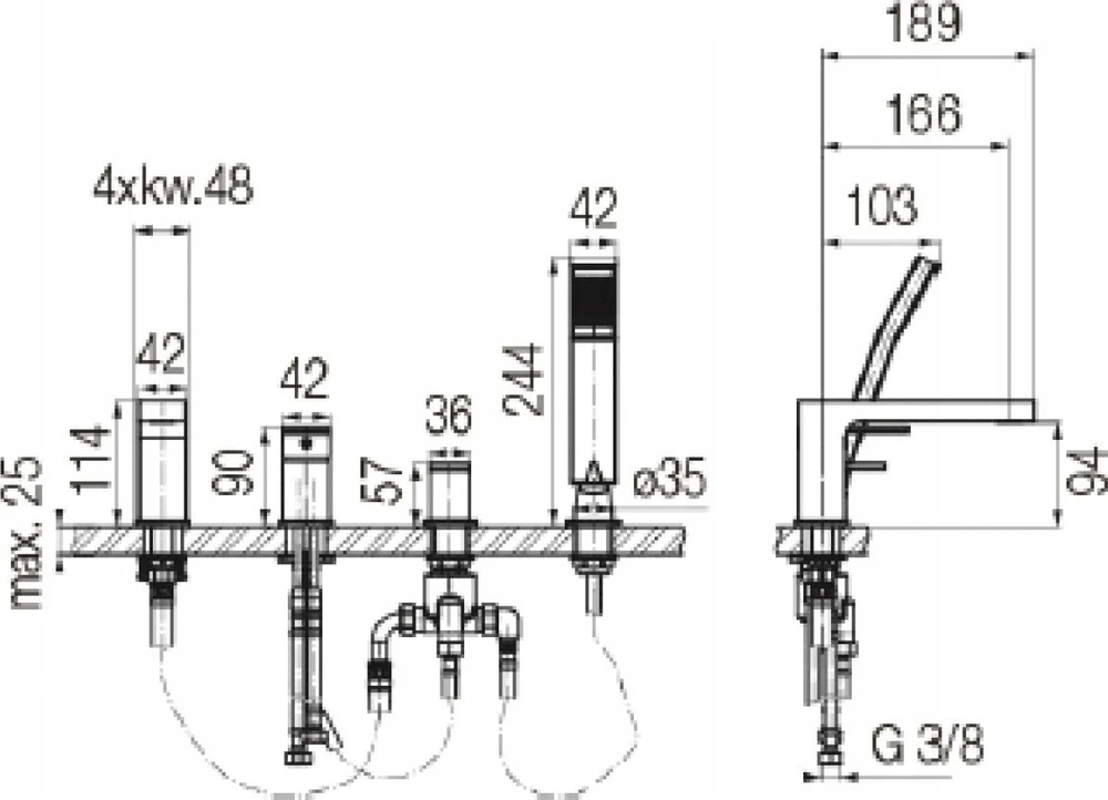 Baterija Wannowa 2420570 ARS BAT. WANNOWA 4-OTW BRUSHED GOLD // BV.2420570