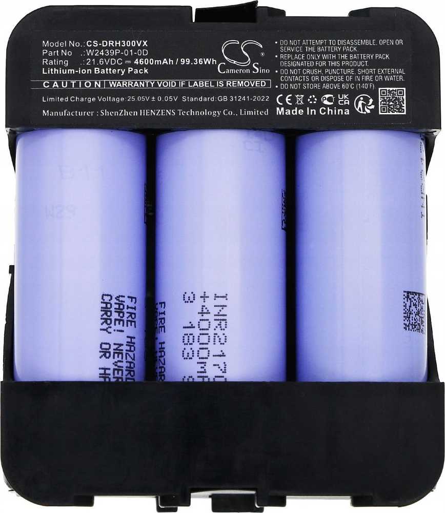 Cameron Sino Akumuliatorius Baterija tipas W2311-01 W2439P-01-0D, skirtas Dreame H30 ULTRA 4600mAh / CS-DRH300VX