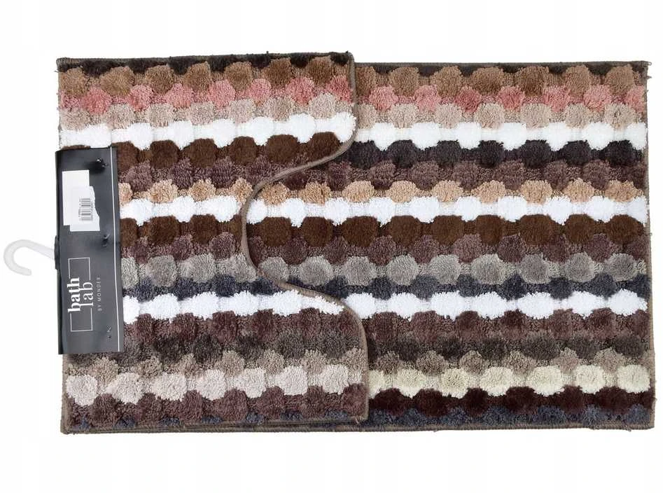 Bathlab Mondex ZAC 2 kilimėlių rinkinys 50x90cm/50x40cm rudomis juostelėmis