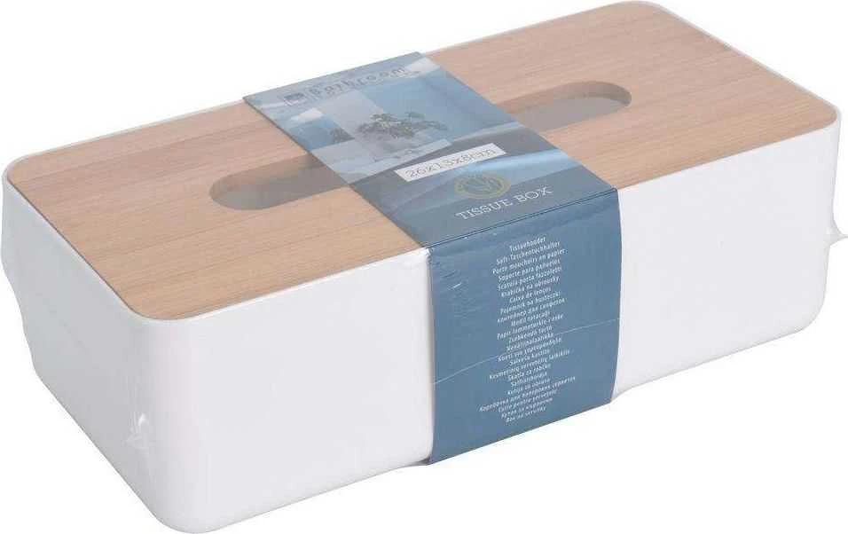 Bathroom Solutions Orion Servetėlių dėžutė WHITNEY su bambuko dangteliu