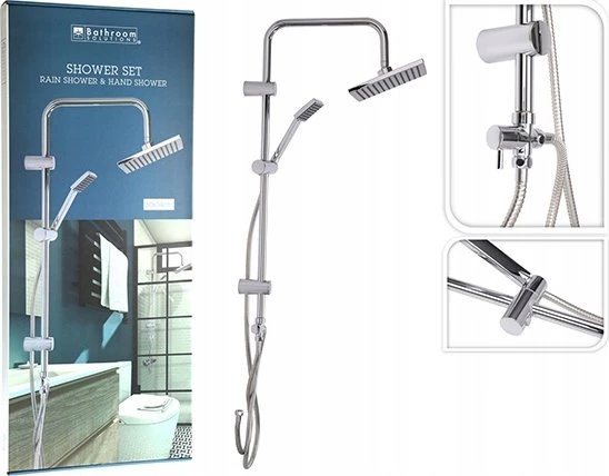 Bathroom Solutions Dušo kolonėlė su lietaus dušu, nerūdijančio plieno, aukštis 80 cm