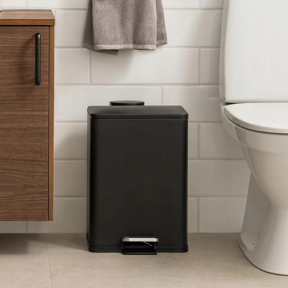 Bathroom Solutions DELTA metalinė šiukšliadėžė, juoda, 20 l