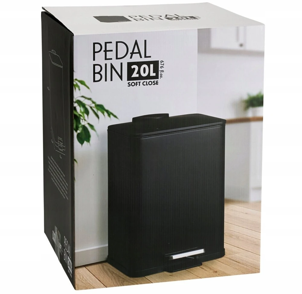 Bathroom Solutions DELTA metalinė šiukšliadėžė, juoda, 20 l