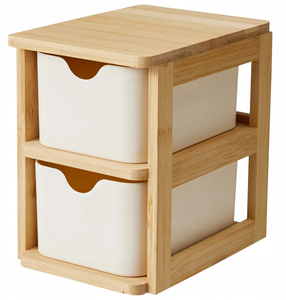 Bathroom Solutions Bamboo Dviguba bambukinė organizatoriaus SKAFFA, 15 x 10,8 cm