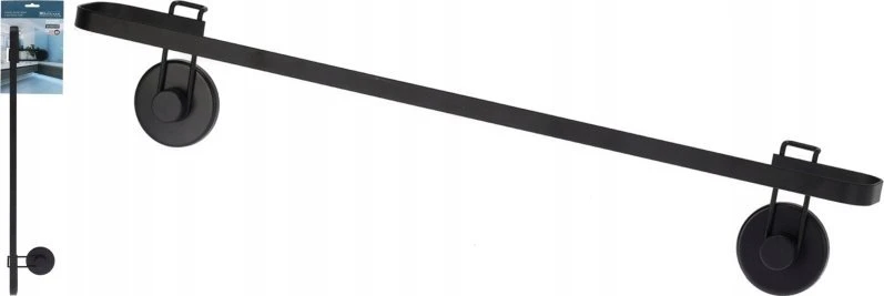 Bathroom Solutions Rankšluosčių laikiklis 60 cm Juodas metalas su siurbimo puodeliais