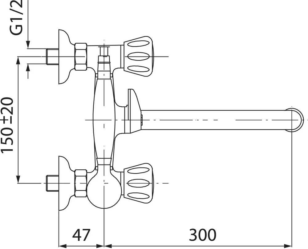 Sieninis vonios maišytuvas Ferro Standard chromas (BST11A)